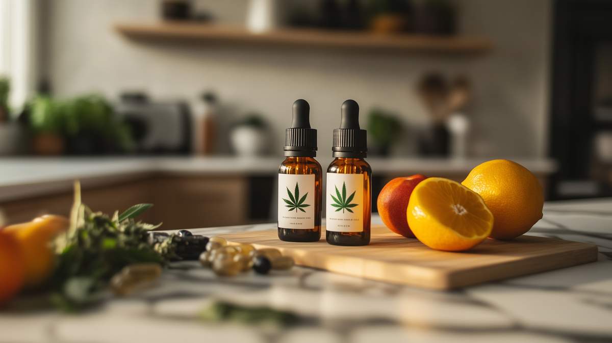 Huiles de CBD dans une cuisine
