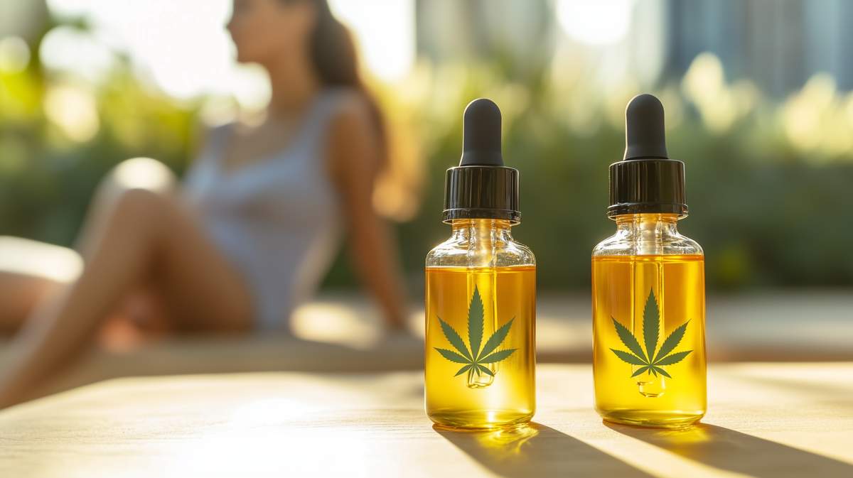 Huiles de CBD et femme qui se détend
